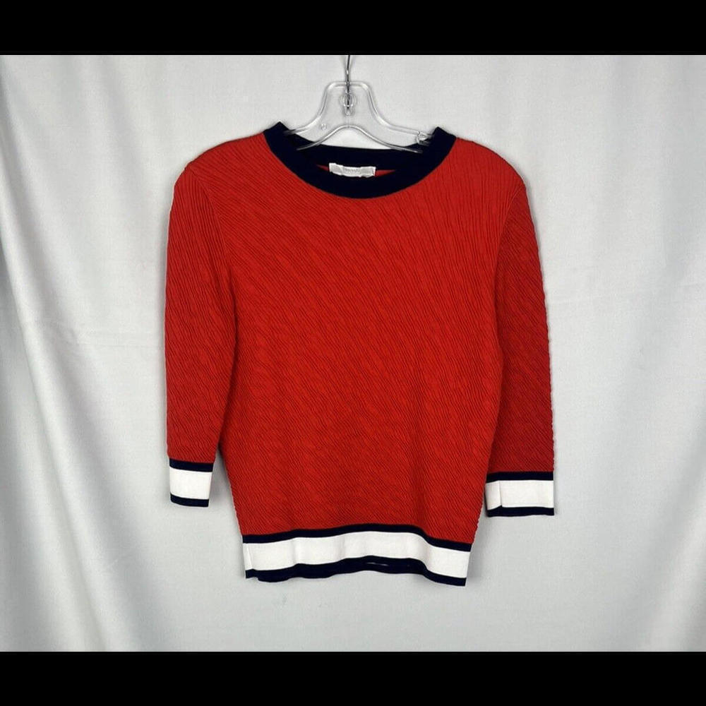 Hugo Boss 3/4 Sleeve Cotton Mesh Red Crewneck Sweater Size XS